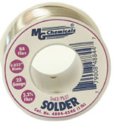 Leaded Solder, 63% tin, 37% lead, 1/2 lb (227 g), 0.025" Dia., 23 gauge  4884-227G