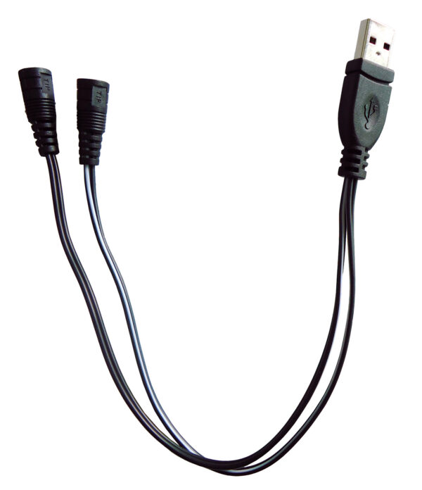 USB Power Cord, Power only Y- Cable, USB Male A to Two 2-Pin Socket, 12”