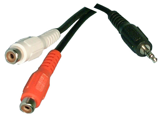 Audio Cable, Y Adapter, 3.5mm Stereo to (2)RCA Female, 6ft, 44-284b Philmore