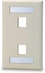 Single Gang Keystone Faceplate w/Labeling Window, 2 Port, White SKFL-2-WH